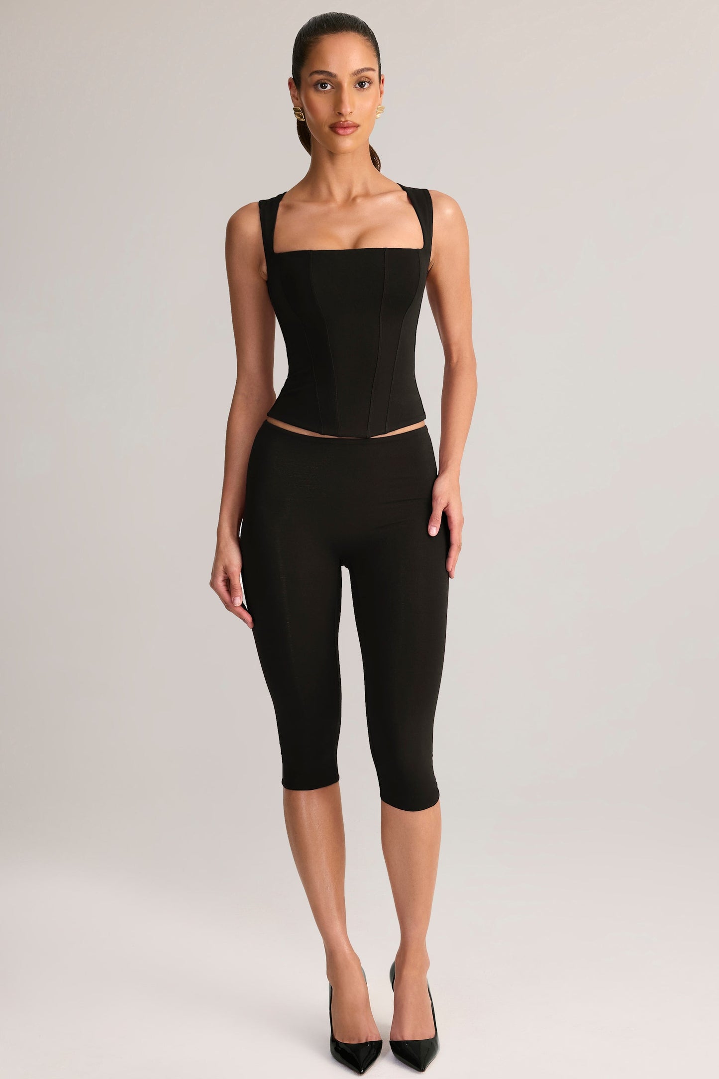 Ainslee Square Neck Midi Dress Neck Top in Black 6
