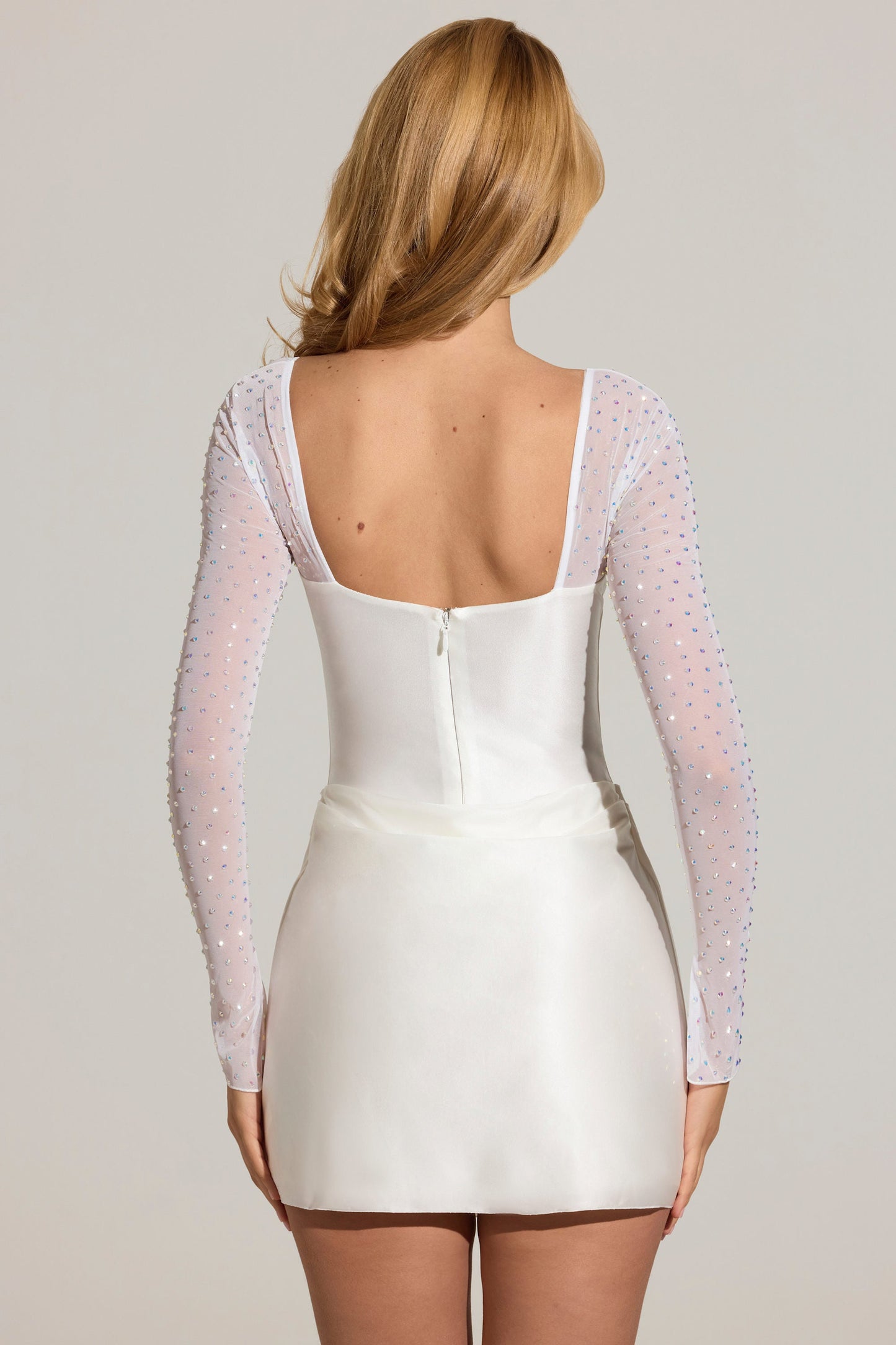Clemmie Draped Mini Dress in Blush Pink Sleeve Draped Mini Dress in White 6