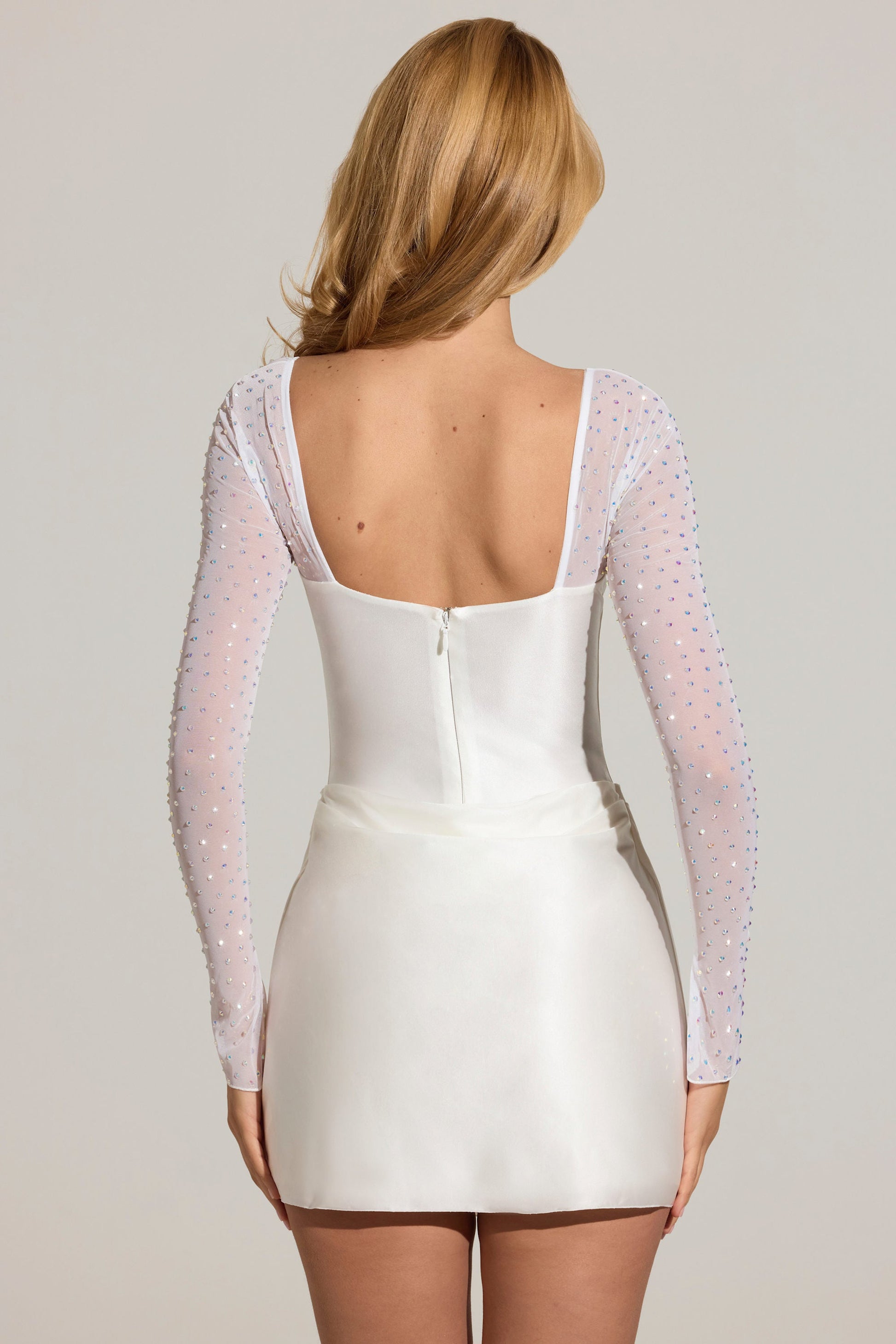 Clemmie Draped Mini Dress in Blush Pink Sleeve Draped Mini Dress in White 6