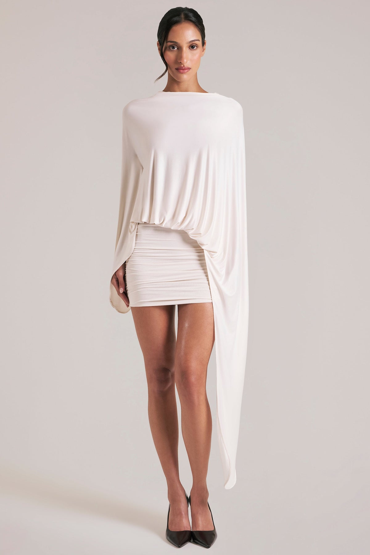 Lida Draped Cape Mini Dress Vanilla 5