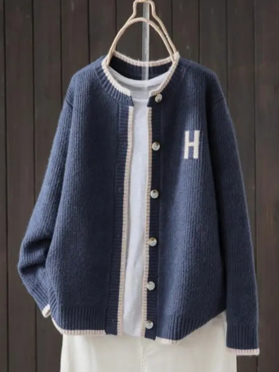 Helene Satin Cardigan Navy Blue 4