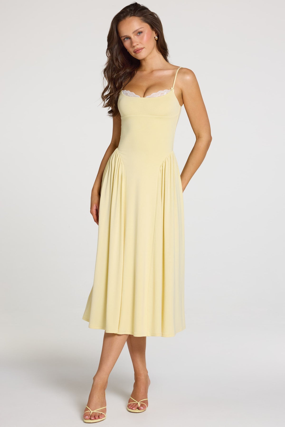 Navi Modal Lace-Trim Midi Dress Ivory 56