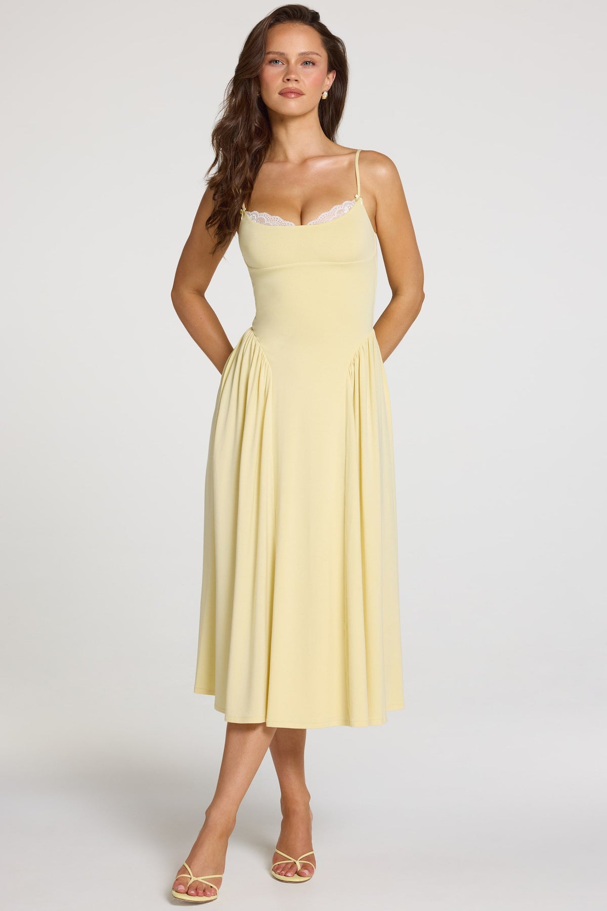 Navi Modal Lace-Trim Midi Dress Ivory 57