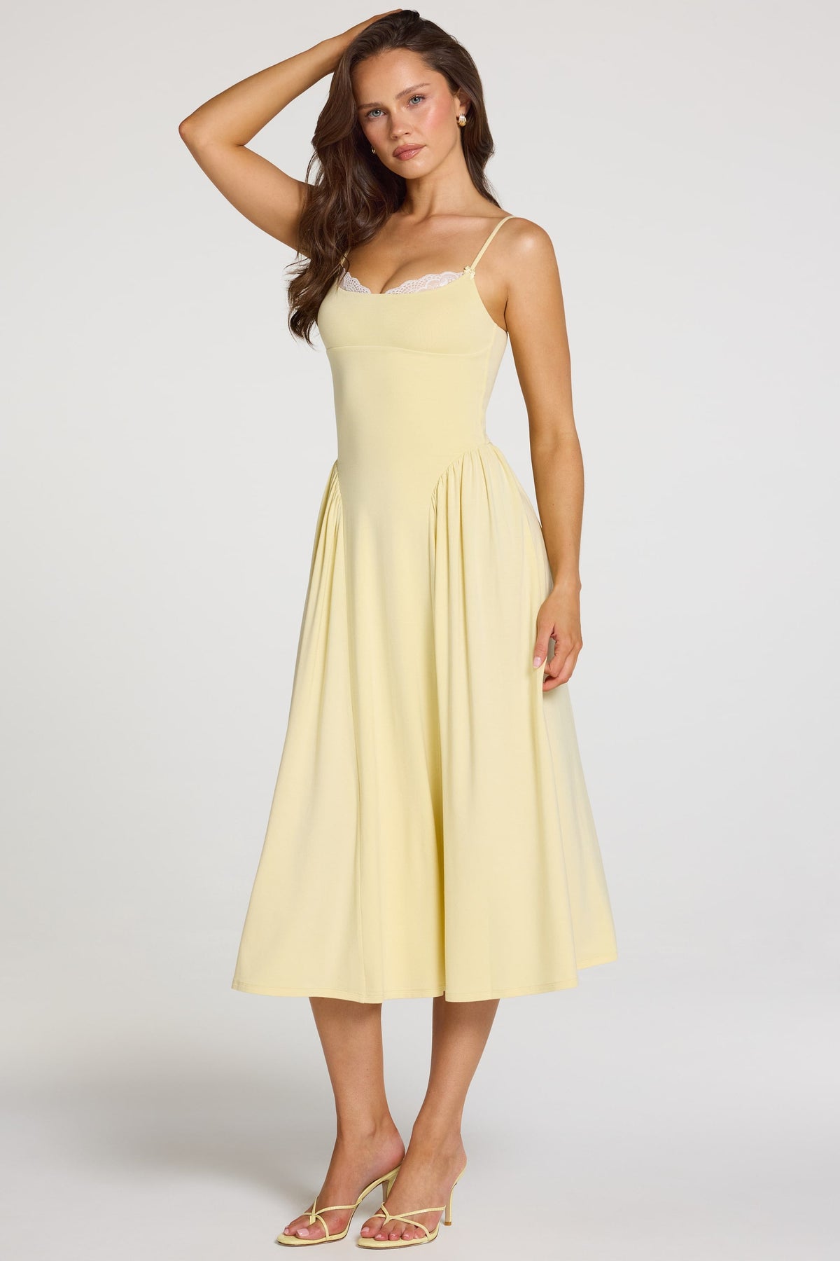 Navi Modal Lace-Trim Midi Dress Ivory 59