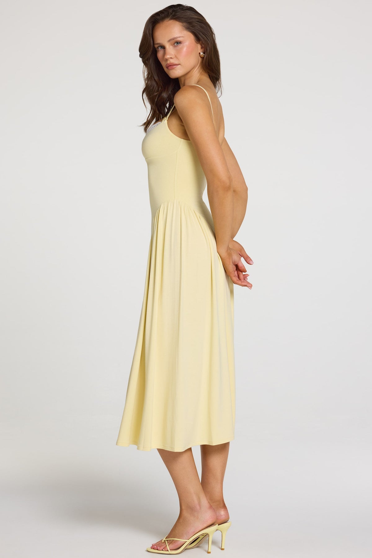 Navi Modal Lace-Trim Midi Dress Ivory 58