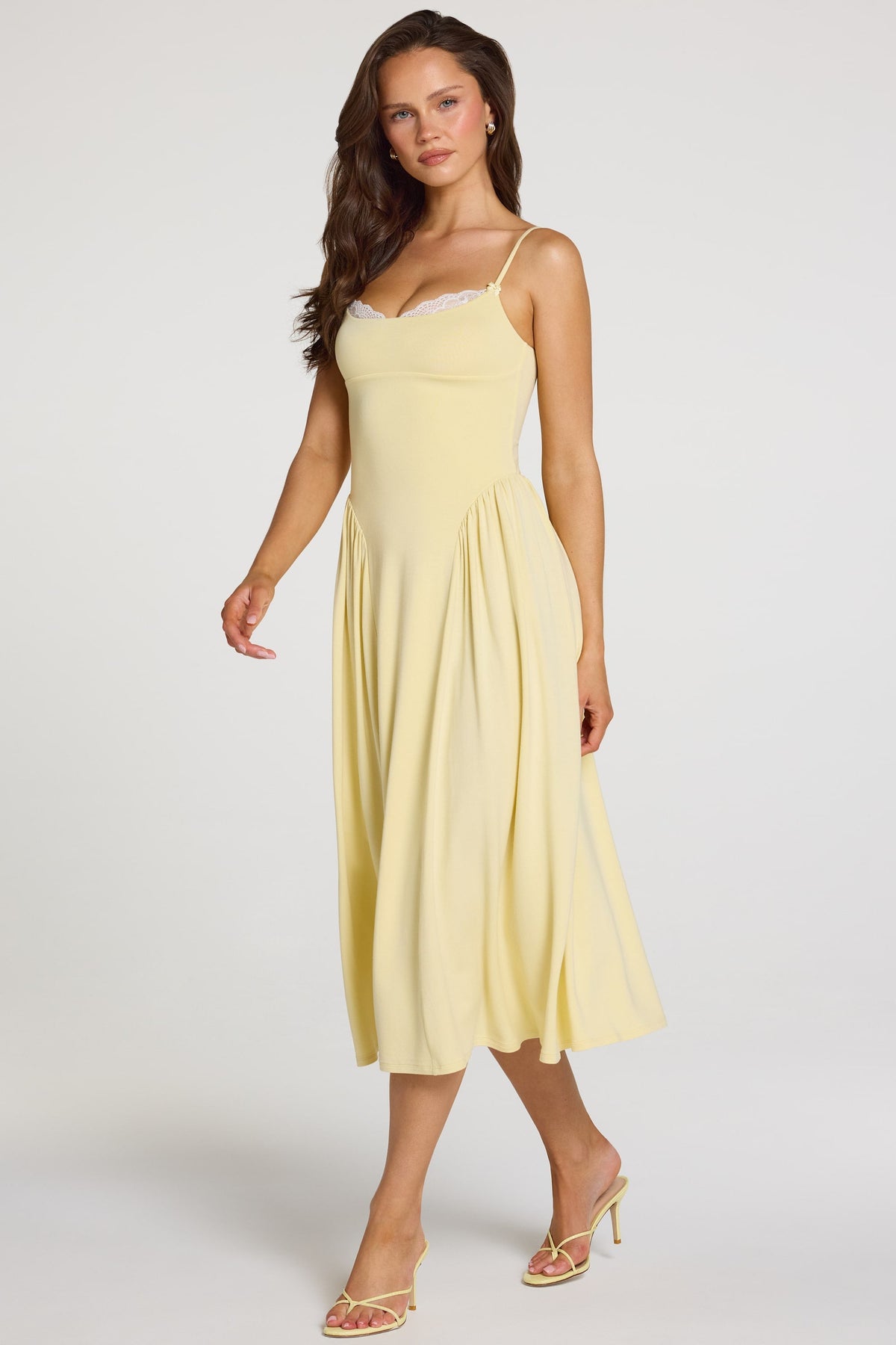 Navi Modal Lace-Trim Midi Dress Ivory 60