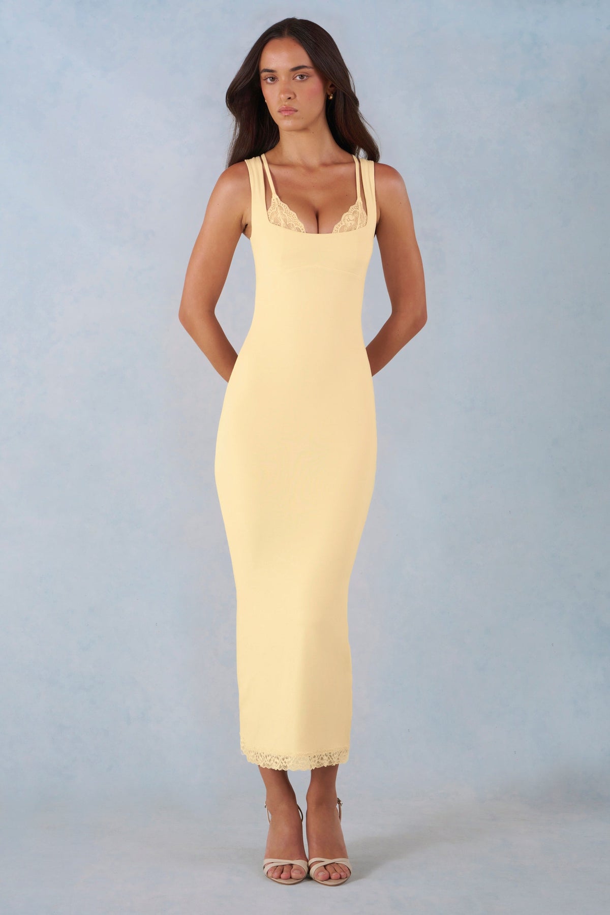 Navi Modal Lace-Trim Midi Dress Ivory 27