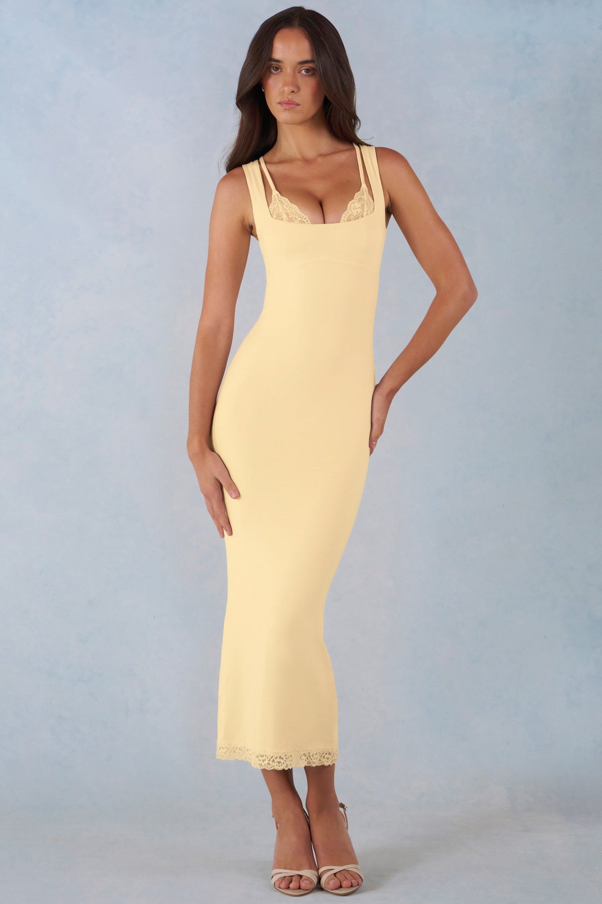 Navi Modal Lace-Trim Midi Dress Ivory 22