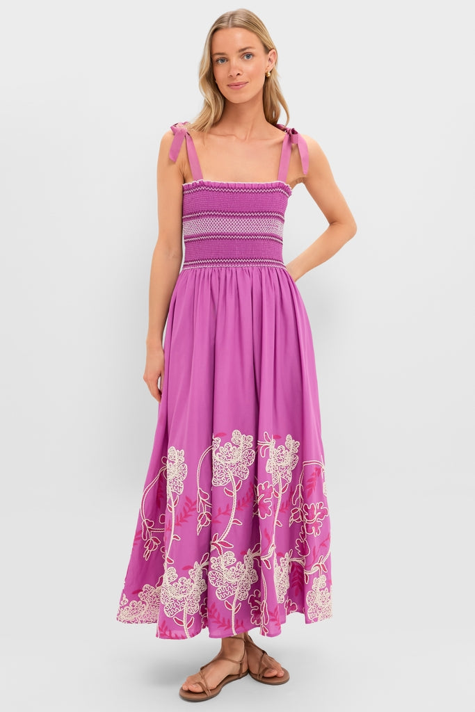 Scarlett Embroidered Sundress in Hibiscus Pink Pink 1