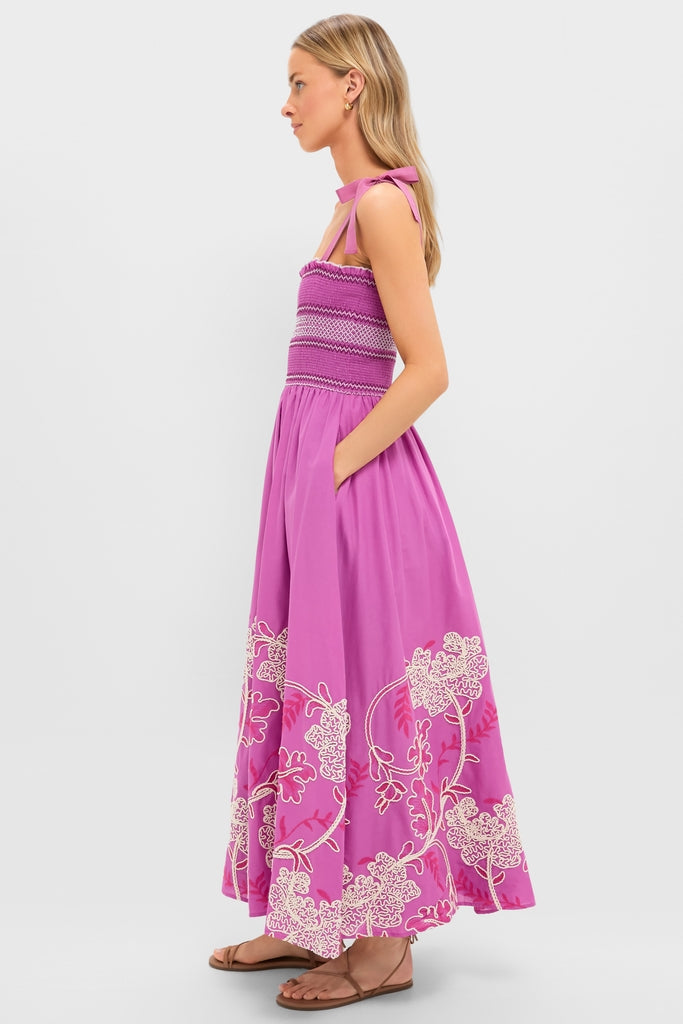 Scarlett Embroidered Sundress in Hibiscus Pink Pink 4