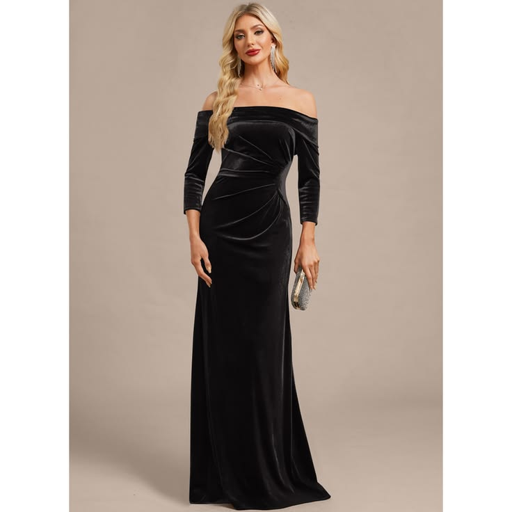 Emmeline Velvet Off-Shoulder Maxi Dress Multi 1
