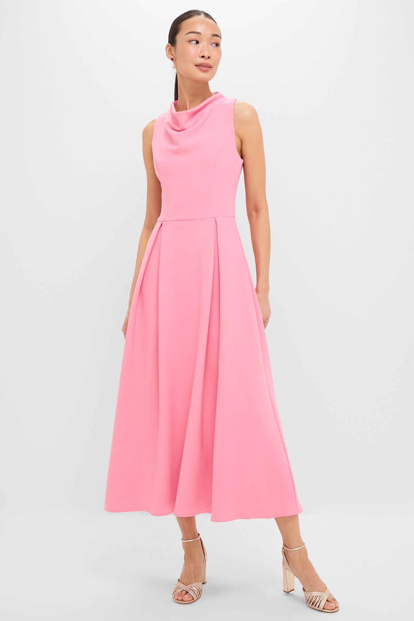 Risa Cowl Neck Gown in Bubblegum Pink Bubblegum Pink 1