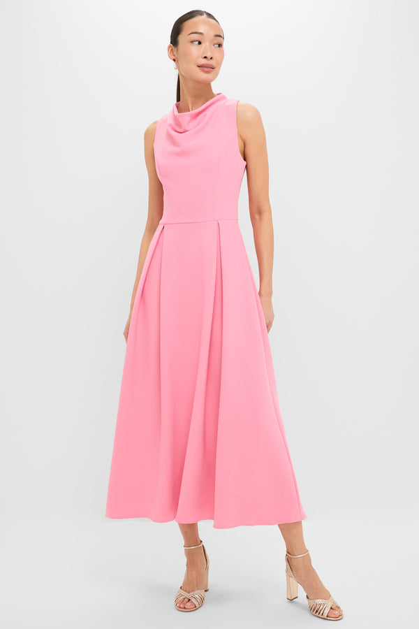 Risa Cowl Neck Gown in Bubblegum Pink
