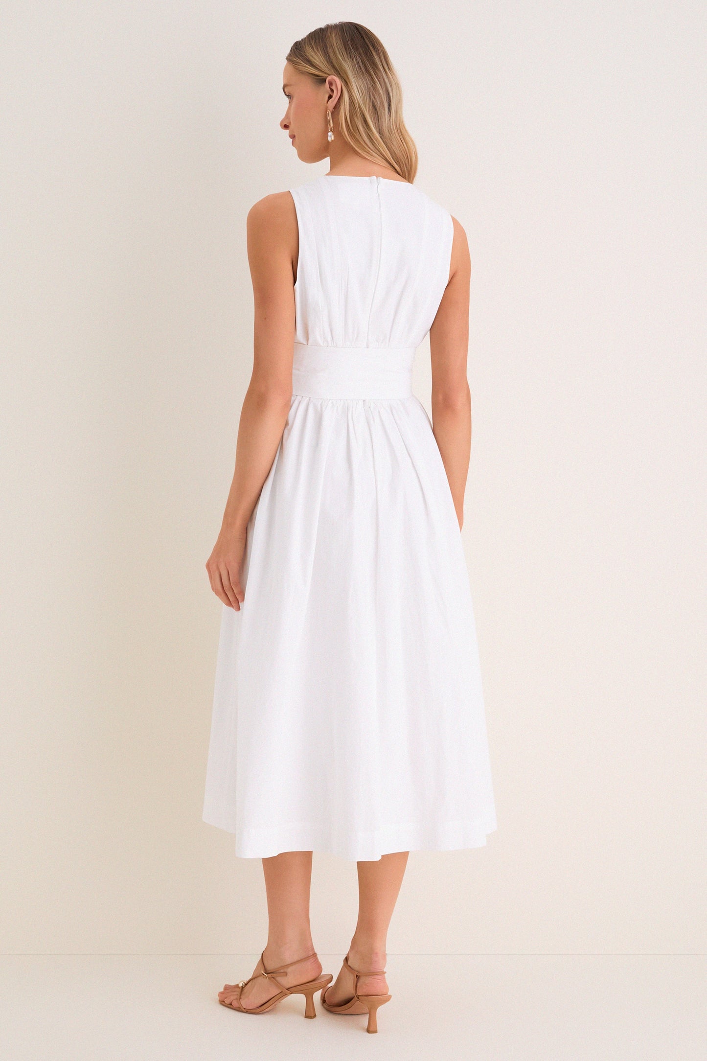 Marilyn Lace-Up Midi Dress in Ivory Up Midi Dress 4