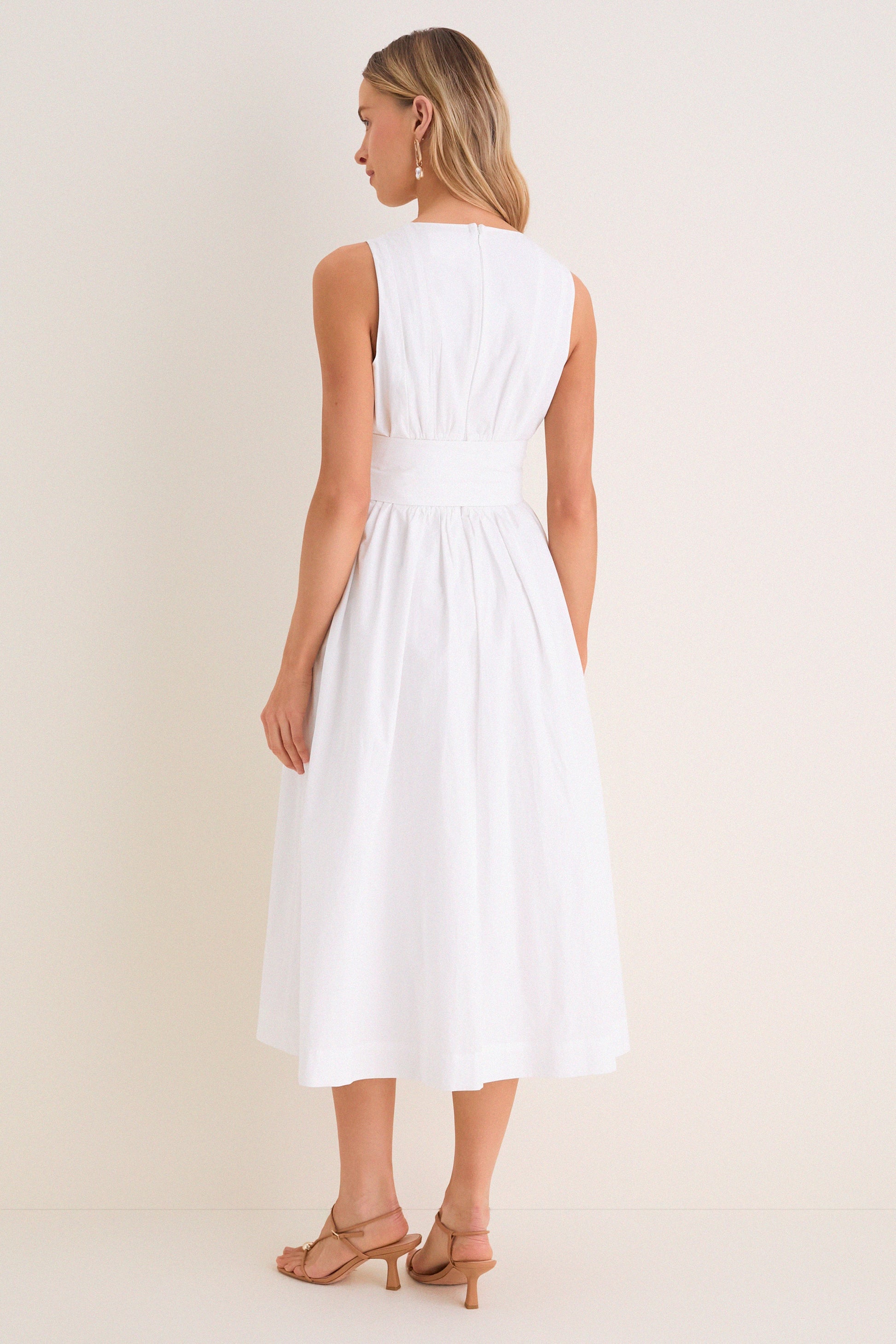 Marilyn Lace-Up Midi Dress in Ivory Up Midi Dress 4