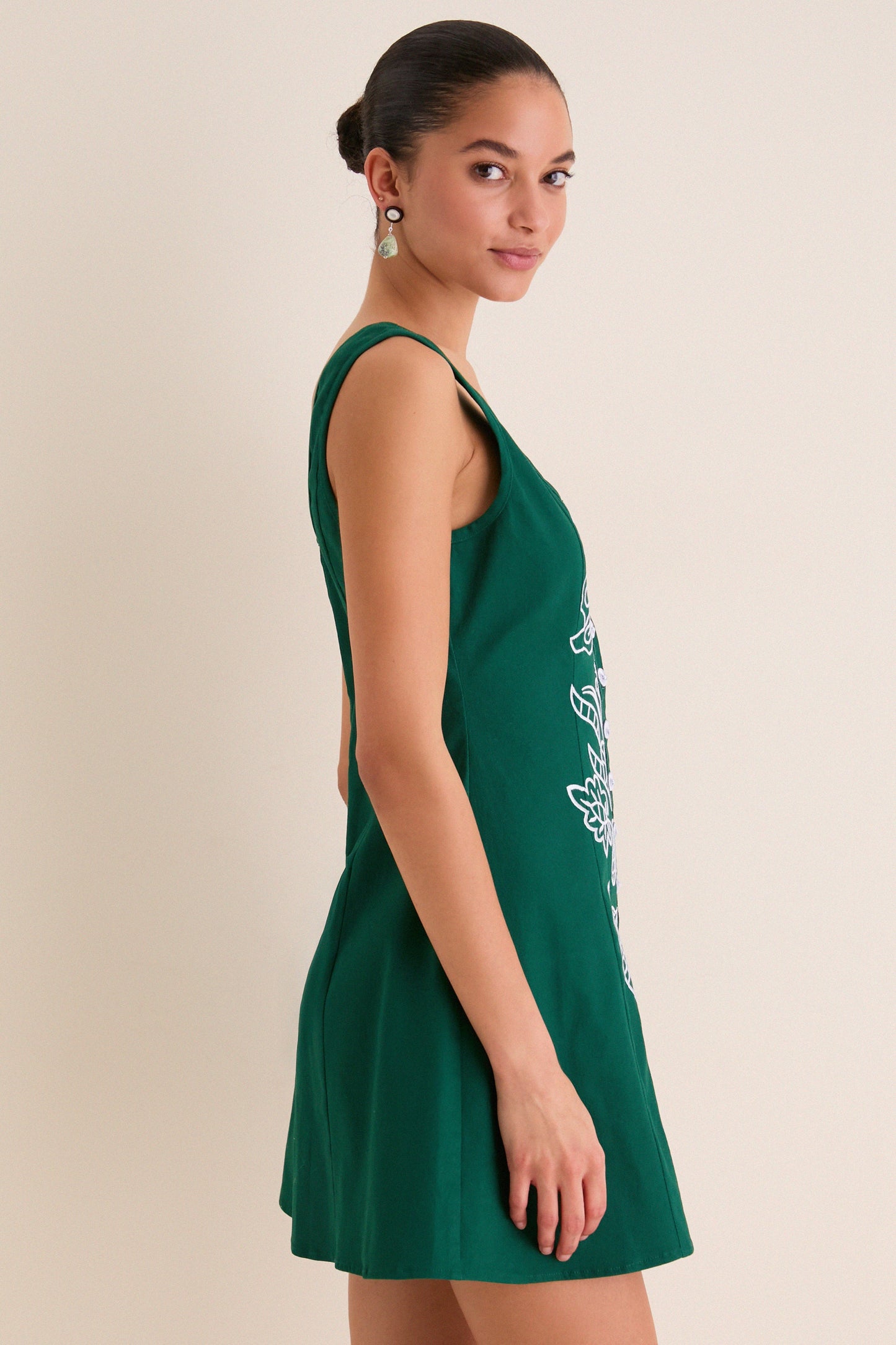 Lucy Embroidered Mini Dress in Sage & Periwinkle Green & Baby Blue 4