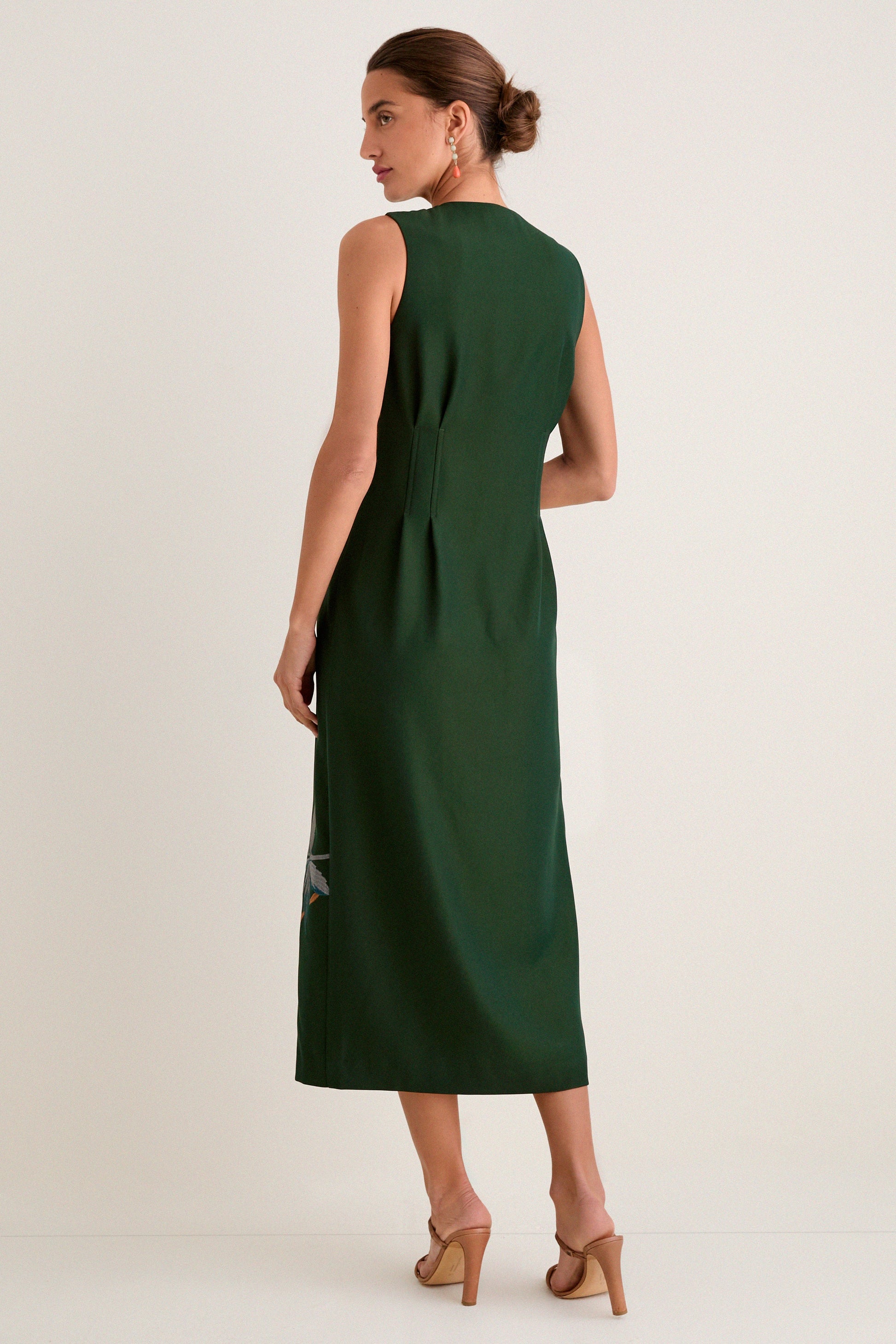 Nell Crepe Embroidered Dress in Verdant Green Verdant Green 4