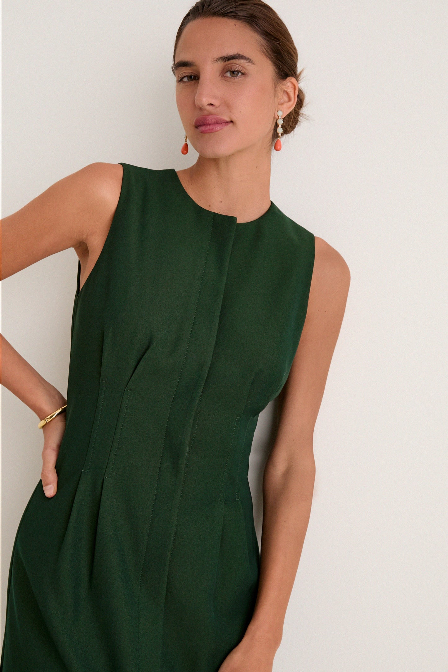 Nell Crepe Embroidered Dress in Verdant Green Verdant Green 6
