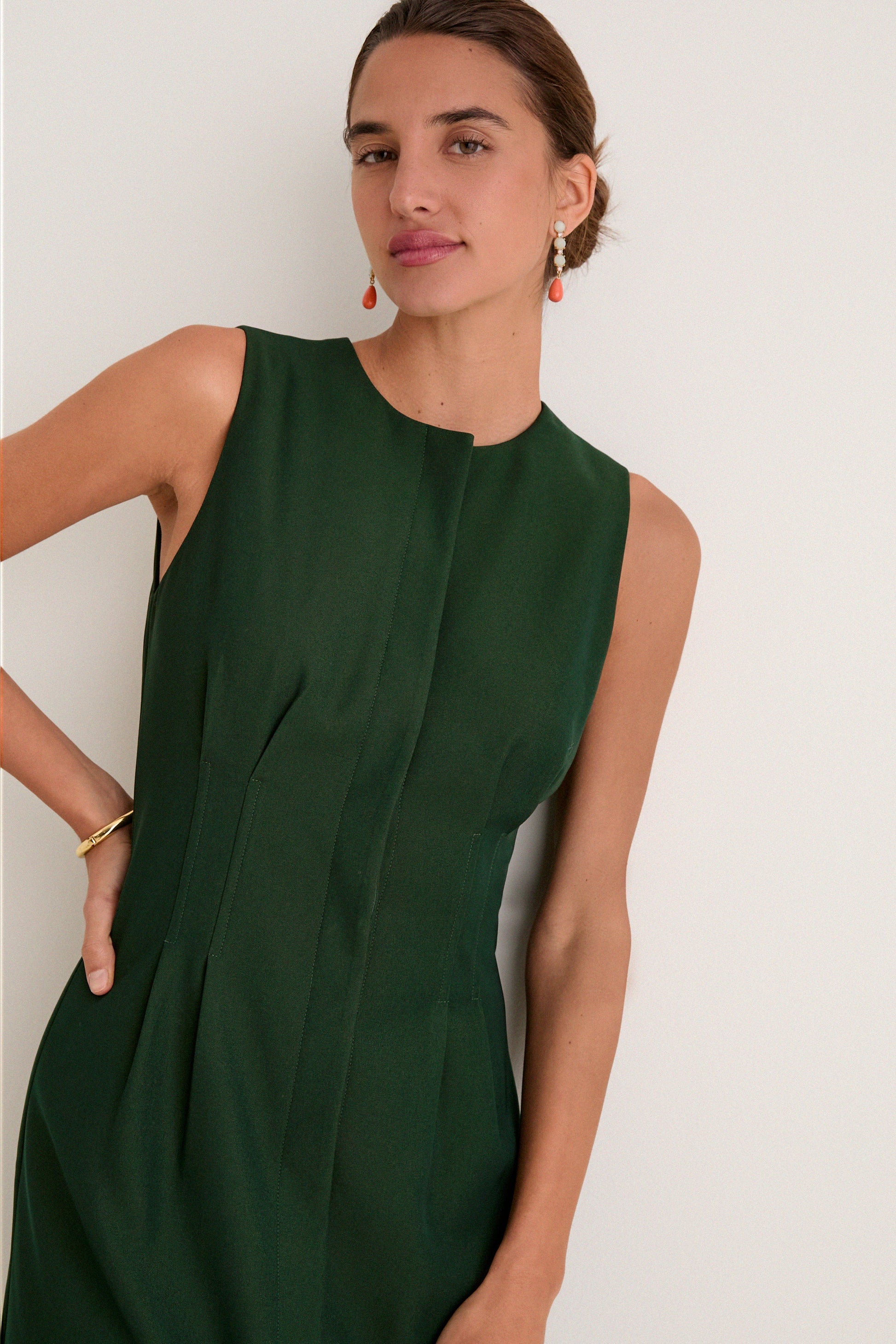 Nell Crepe Embroidered Dress in Verdant Green Verdant Green 6
