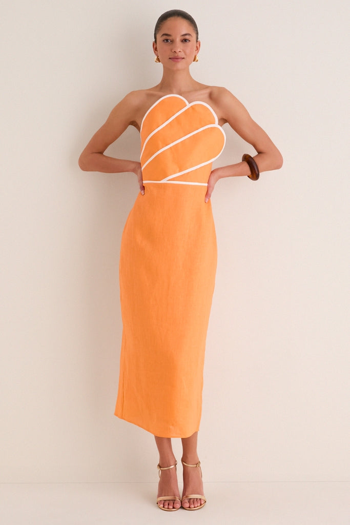 Clementine Linen Maxi Dress Orange Linen 1