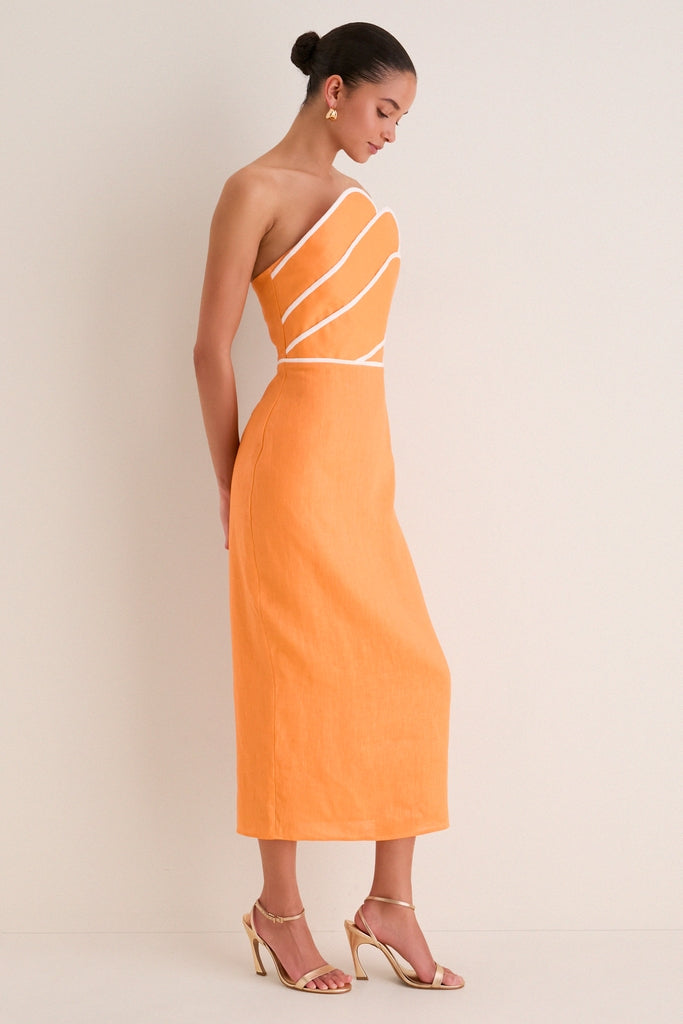 Clementine Linen Maxi Dress Orange Linen 4