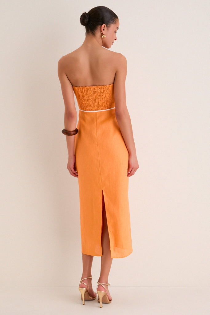 Clementine Linen Maxi Dress Orange Linen 5