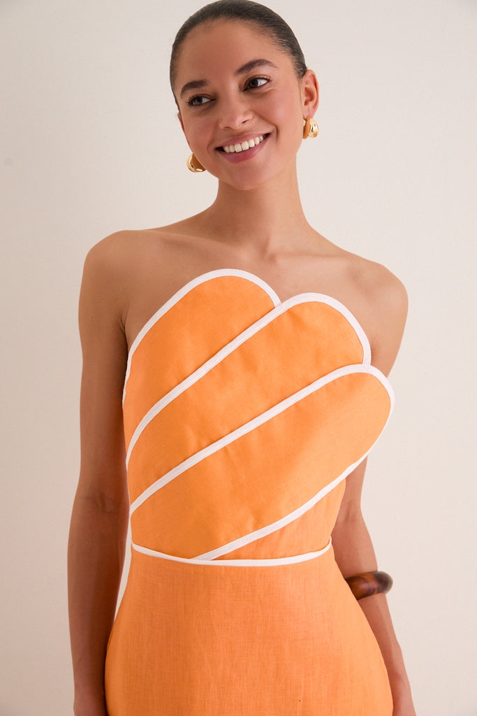 Clementine Linen Maxi Dress Orange Linen 2