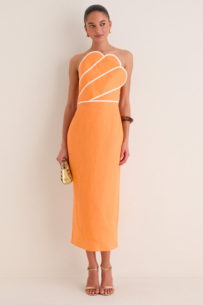 Clementine Linen Maxi Dress Orange Linen 3