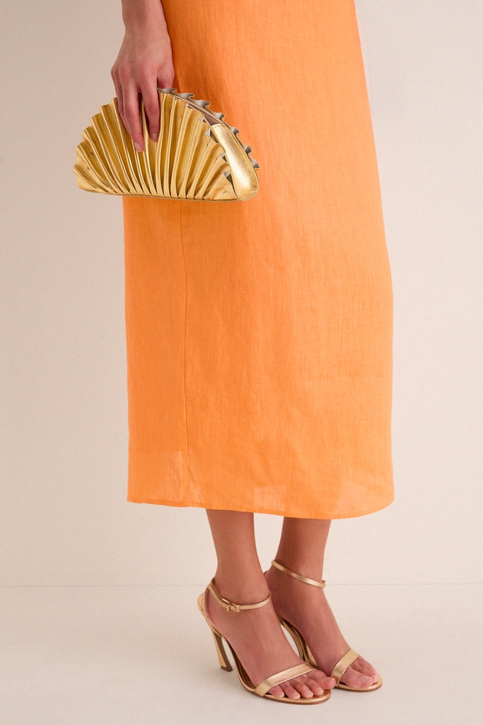 Clementine Linen Maxi Dress Orange Linen 6