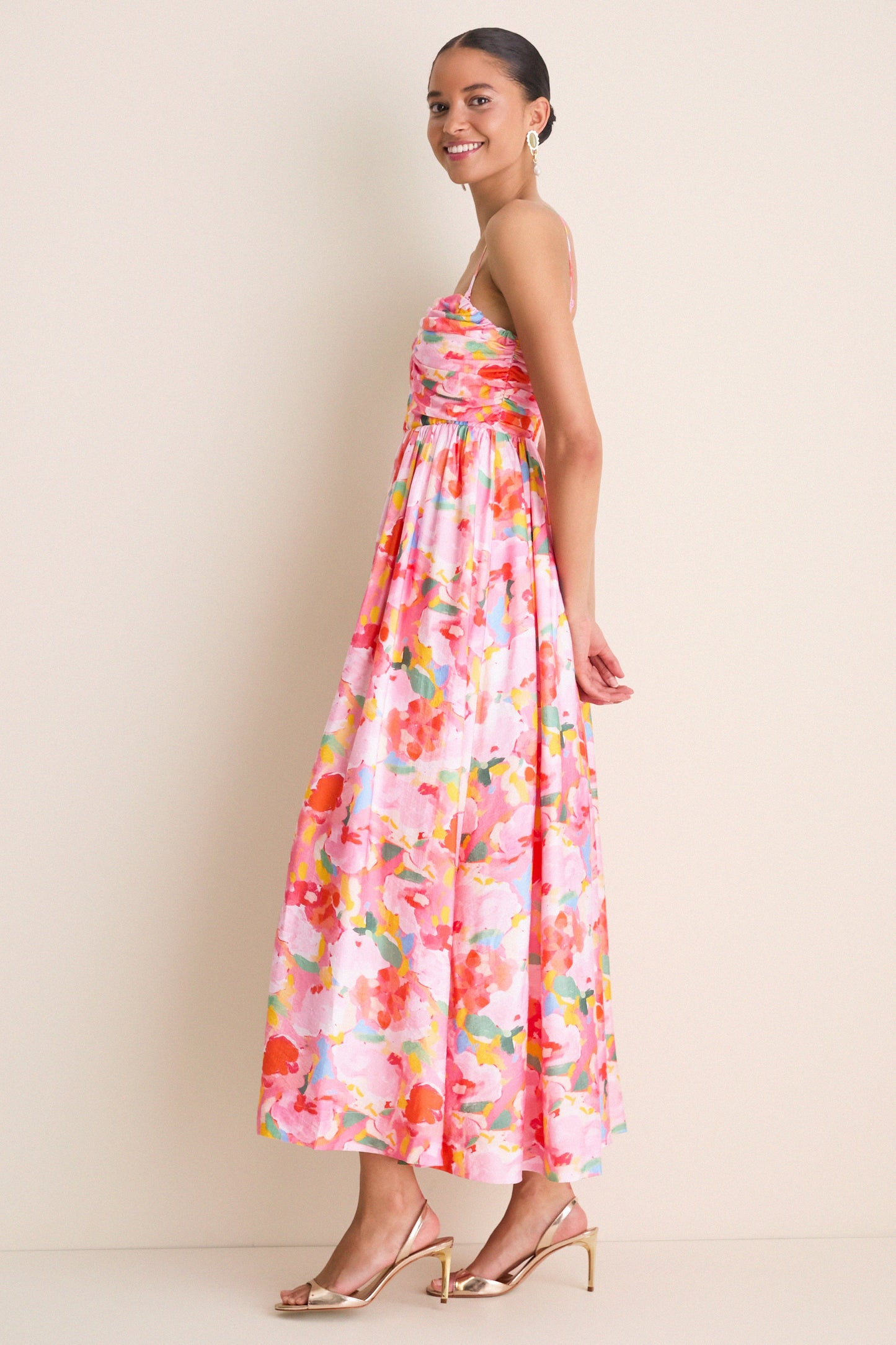 Harper Watercolor Maxi Dress Pink Multi Watercolor 3