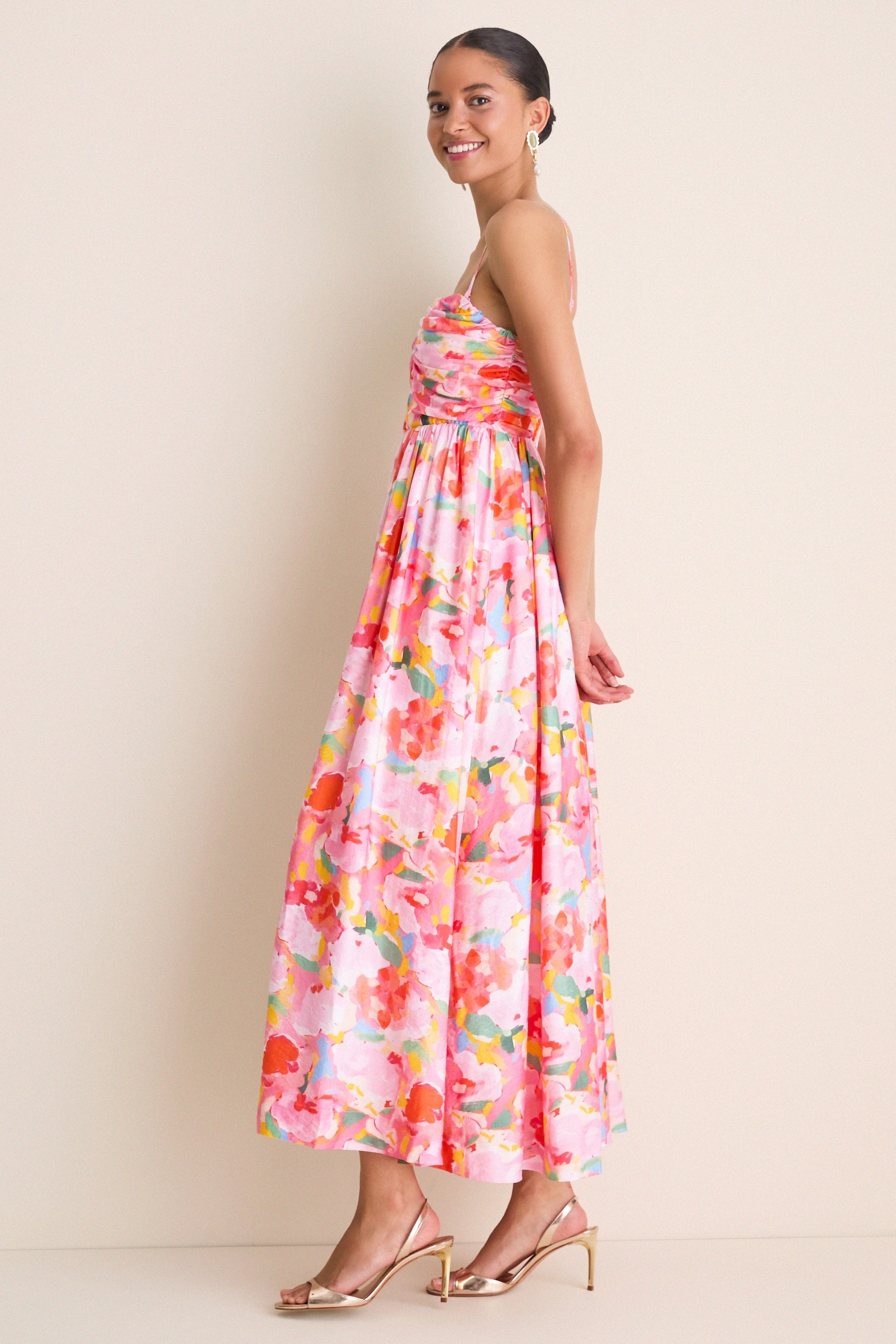 Harper Watercolor Maxi Dress Pink Multi Watercolor 3
