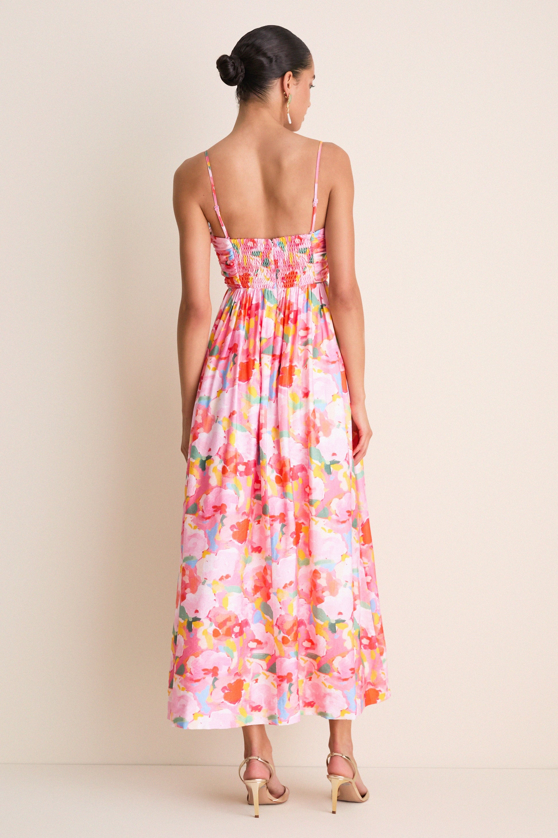 Harper Watercolor Maxi Dress Pink Multi Watercolor 4