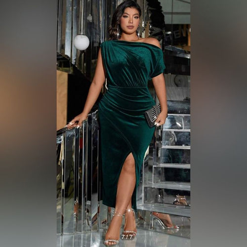 Isolde Velvet Midi Dress Emerald 1