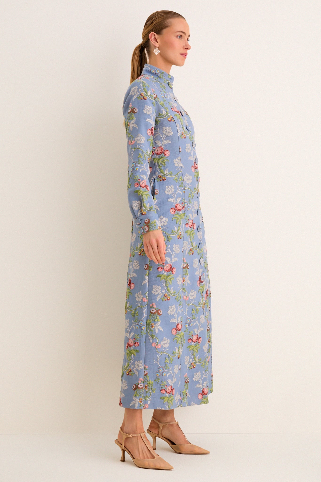 Beatrice Jacquard Coat Dress Trellis Bloom 4