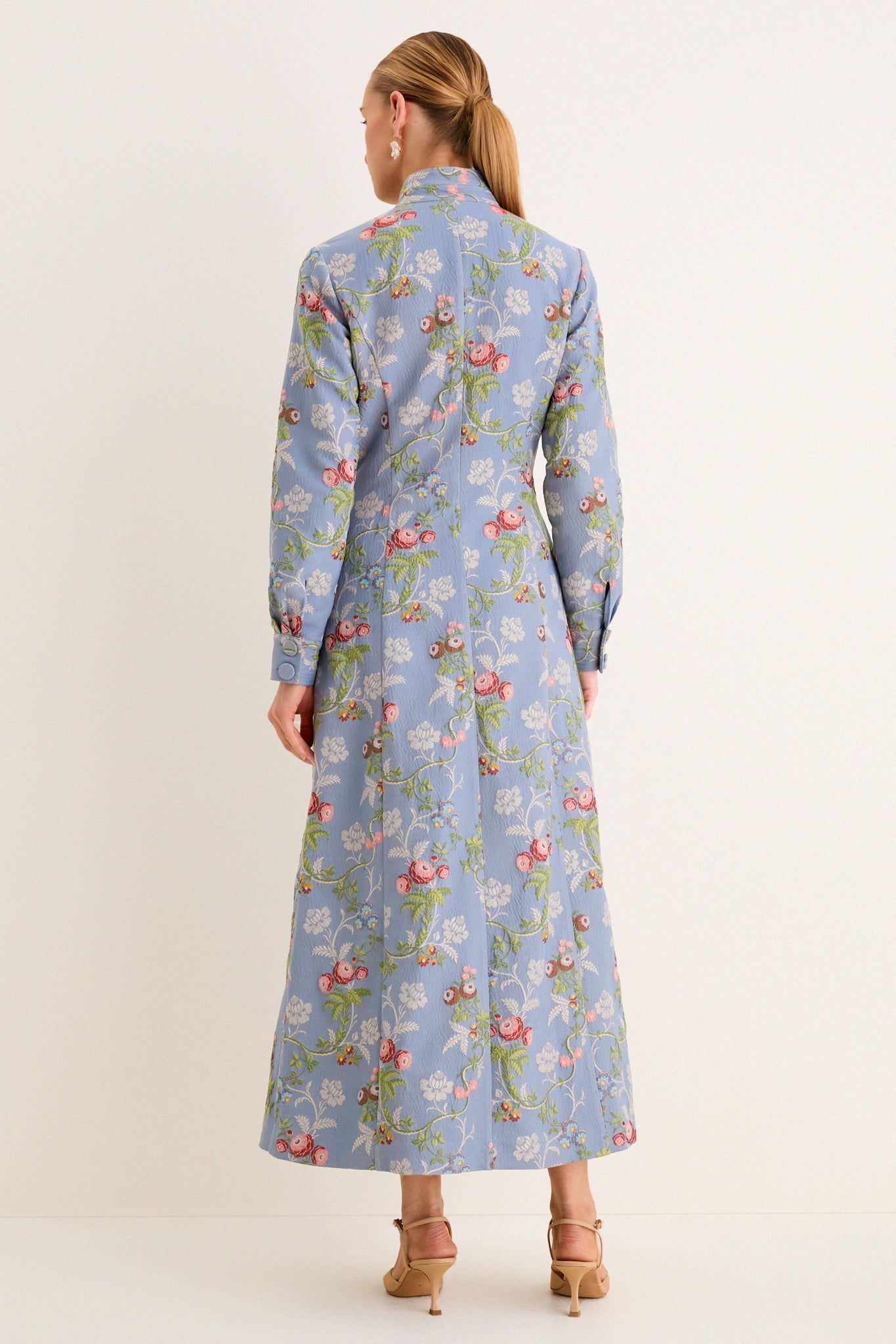 Beatrice Jacquard Coat Dress Trellis Bloom 5