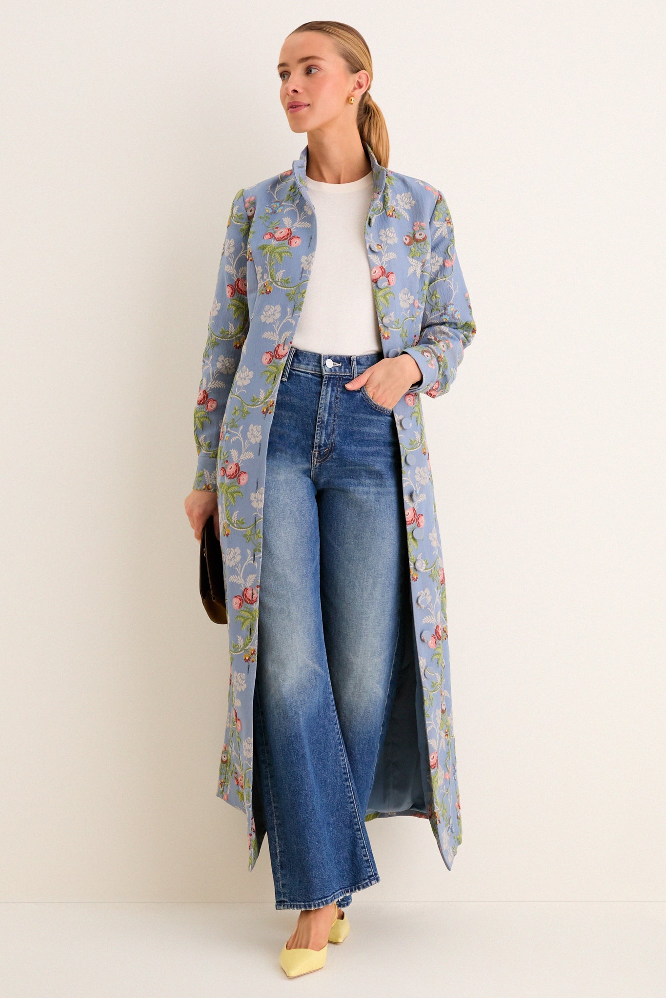 Beatrice Jacquard Coat Dress Trellis Bloom 2