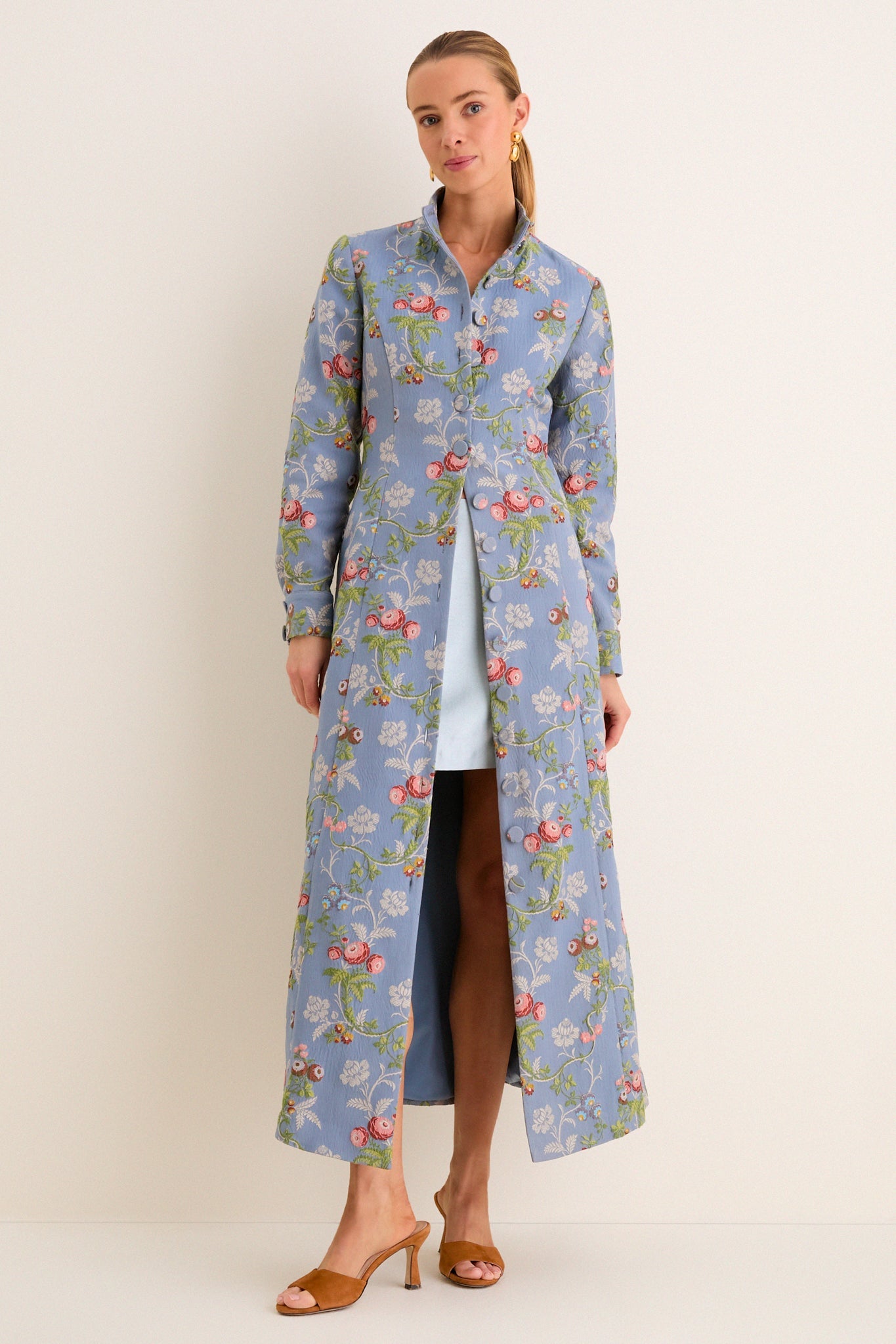 Beatrice Jacquard Coat Dress Trellis Bloom 7
