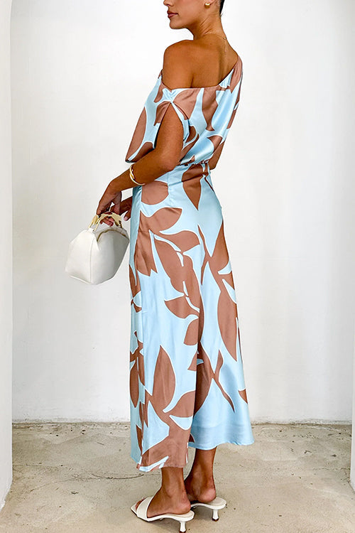 Margot Off-Shoulder Print Maxi Dress Blue 3