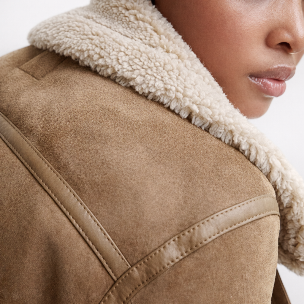 Caroline Shearling Aviator Jacket Brown 5