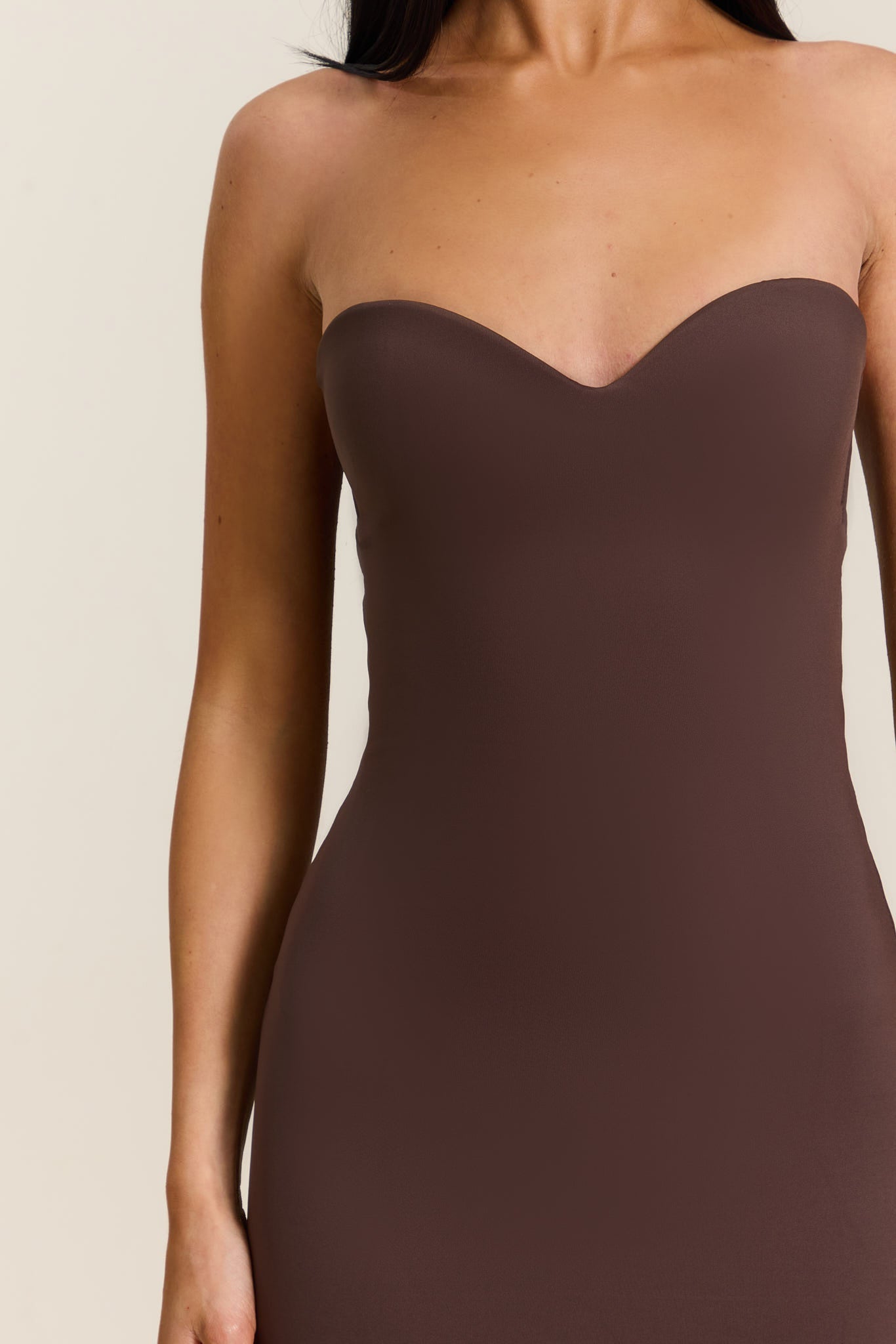 Evangeline Sculpted Mini Dress in Blush Brown 7