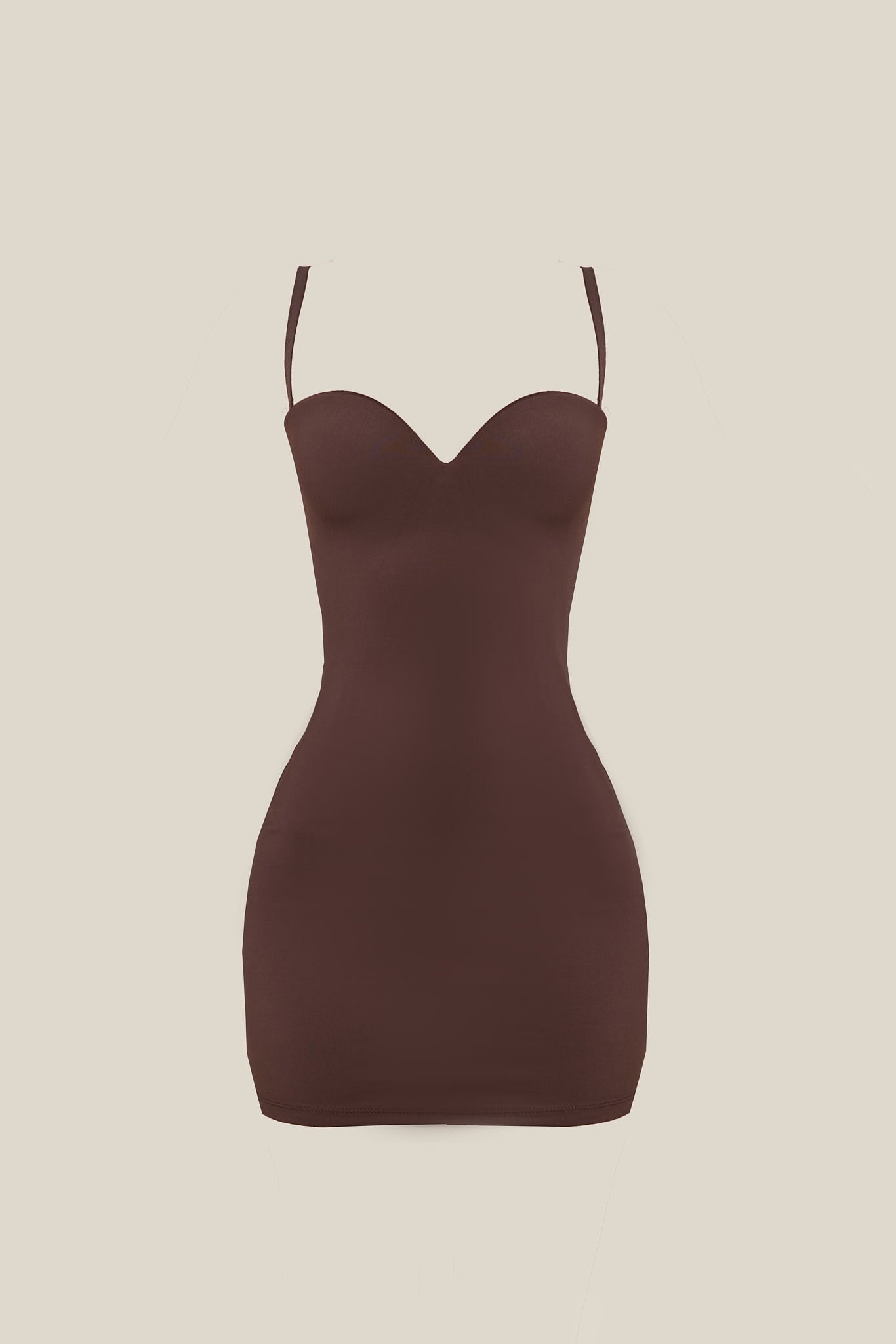 Evangeline Sculpted Mini Dress in Blush Brown 8