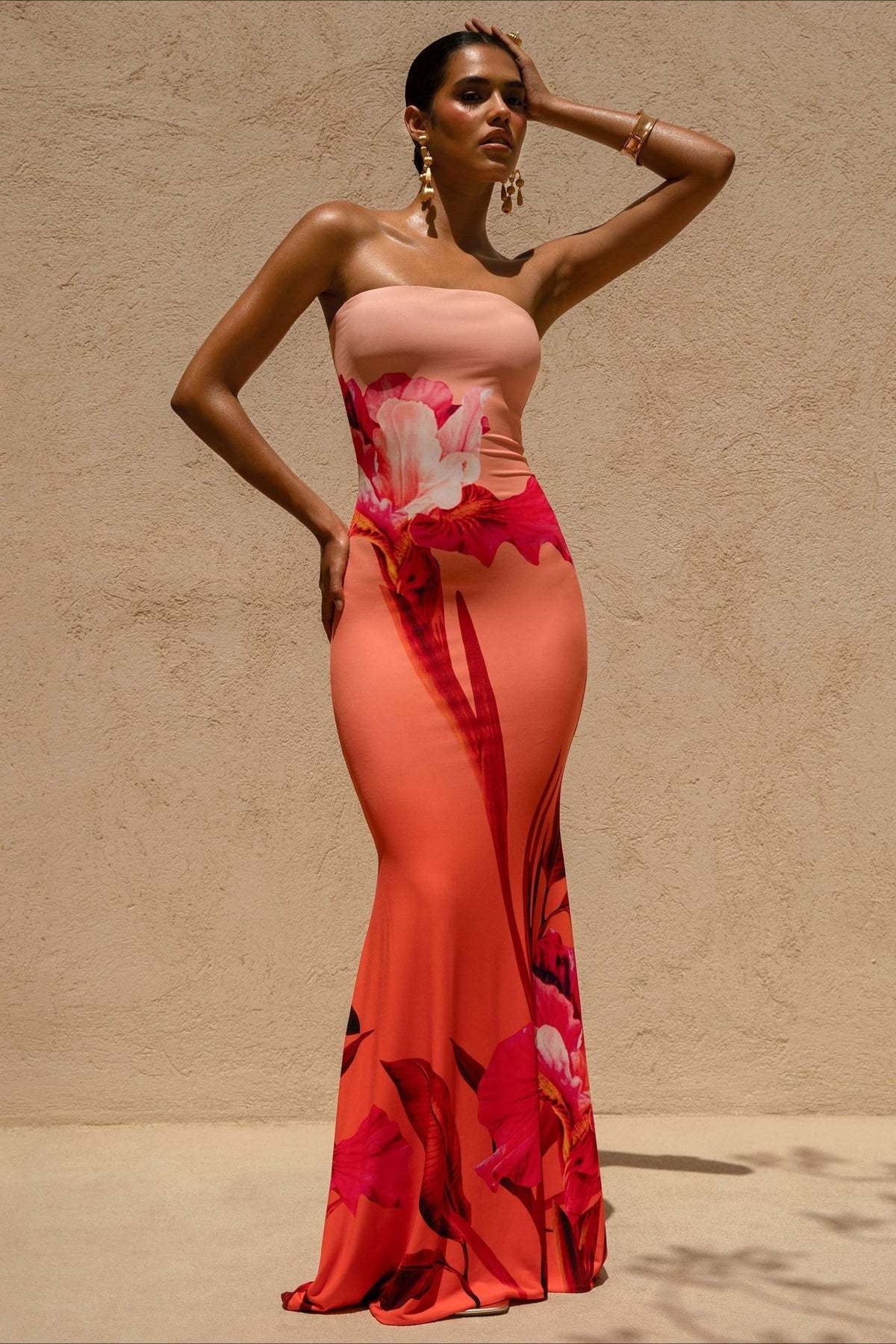 Valentina Floral Mermaid Maxi Dress Yellow 7