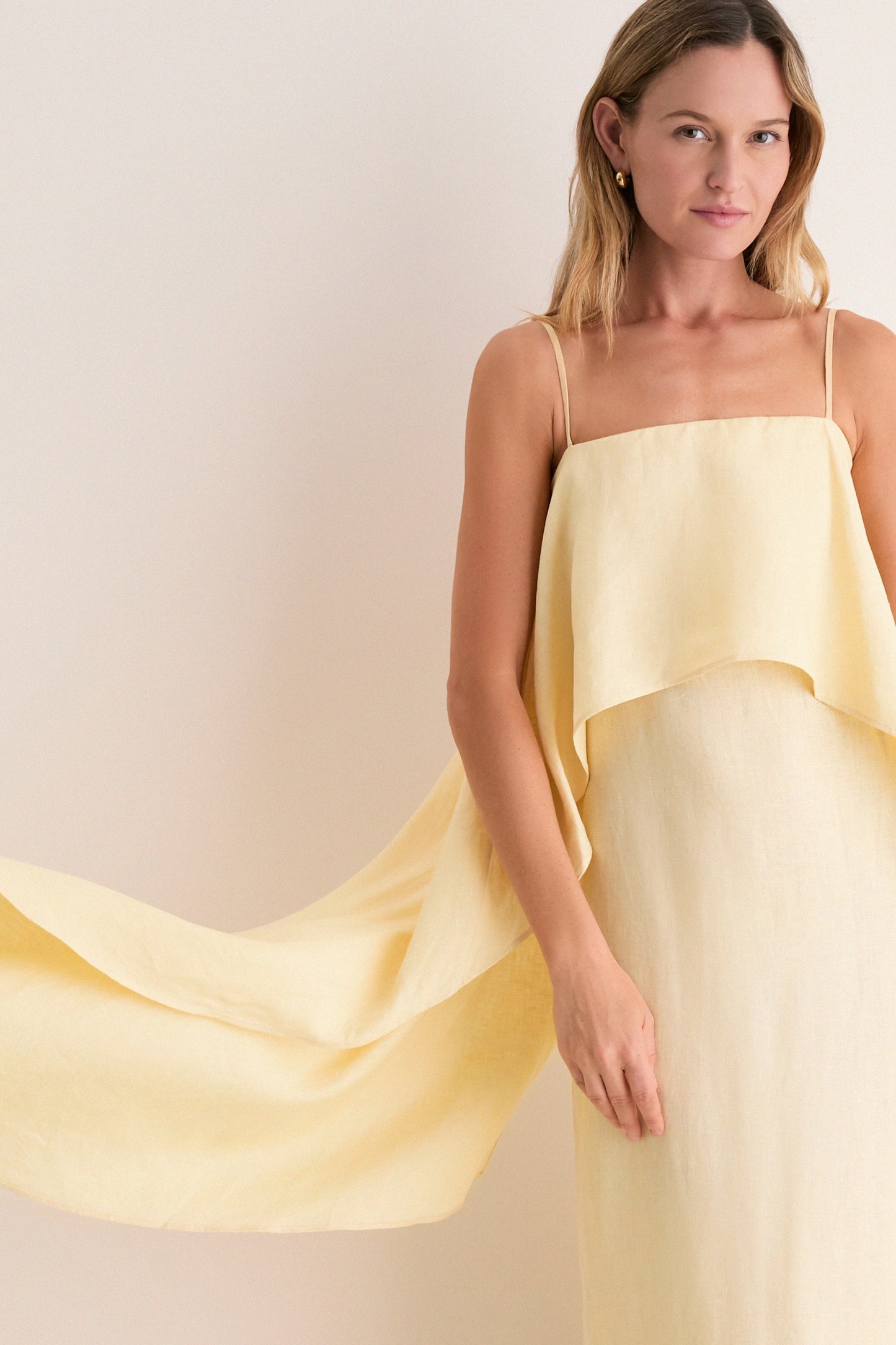 Valencia Linen Midi Dress Butter 2