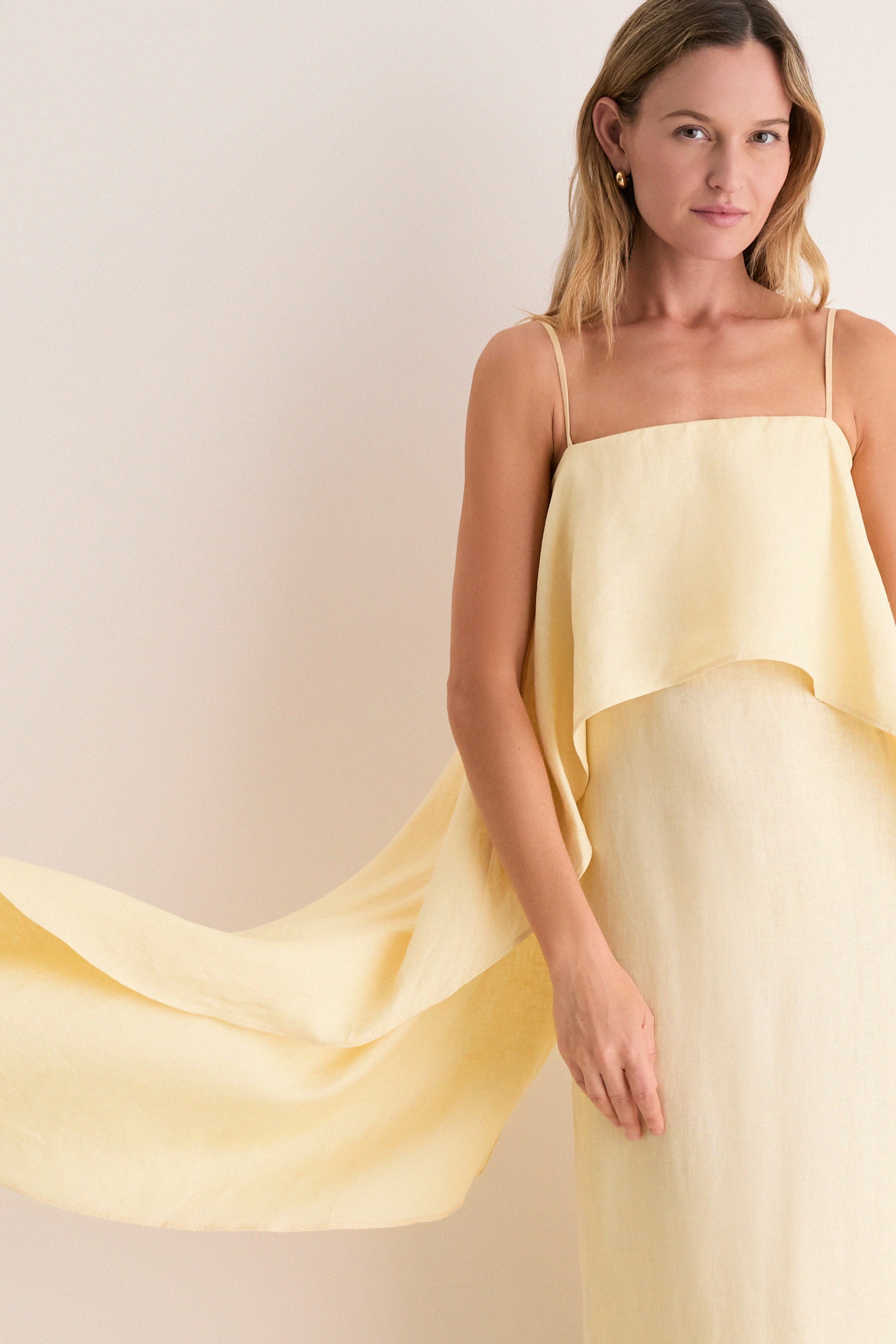 Valencia Linen Midi Dress Butter 2