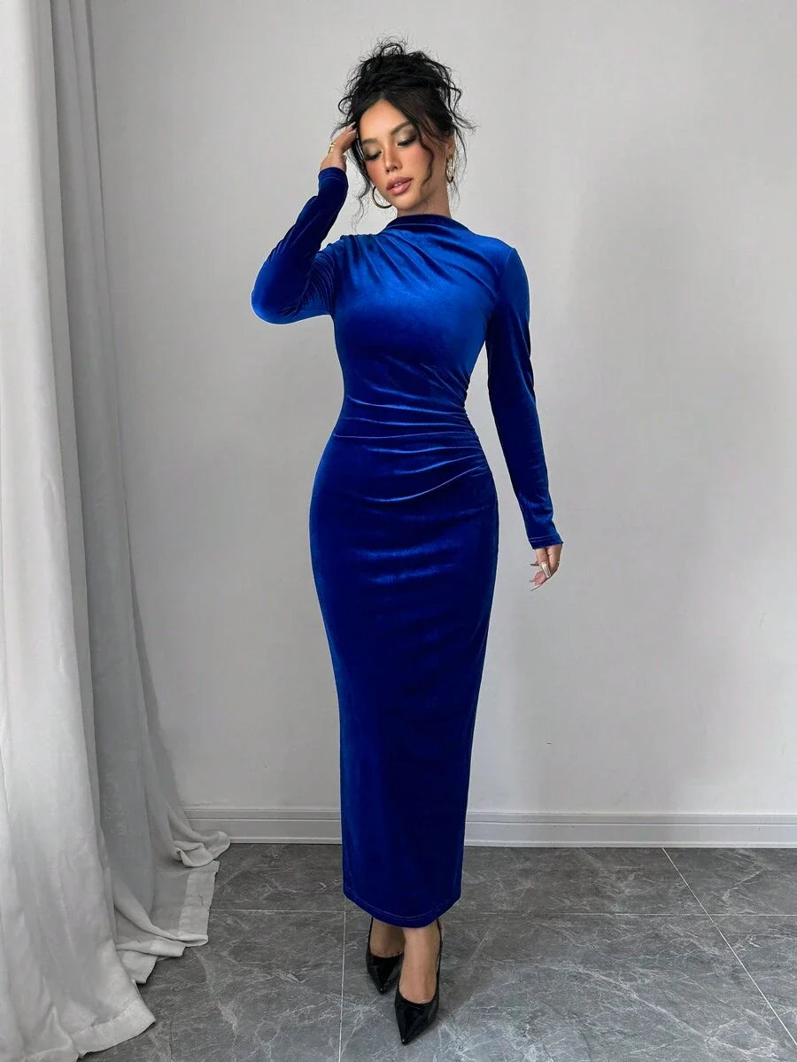 Margot Velvet Maxi Dress Navy Blue 3