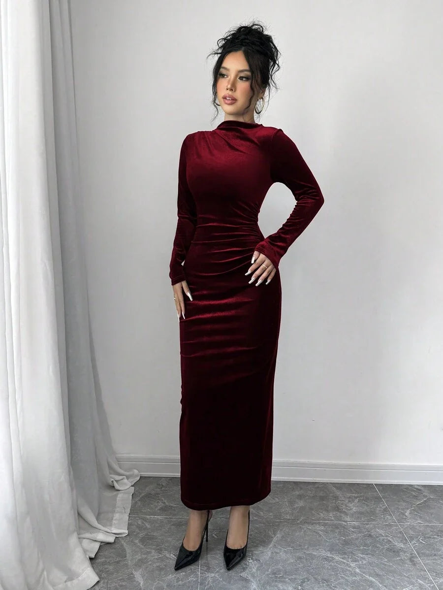Margot Velvet Maxi Dress Burgundy 5
