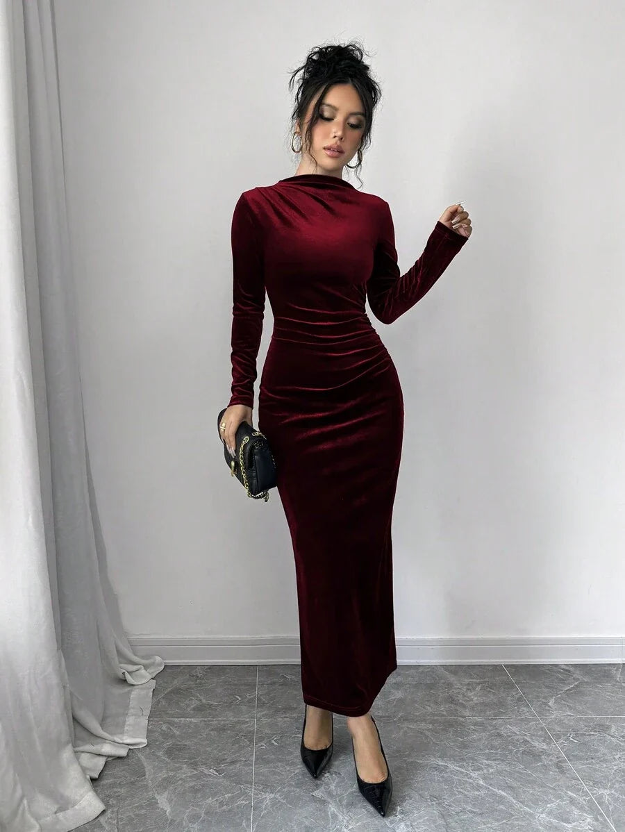 Margot Velvet Maxi Dress Dark Green 2