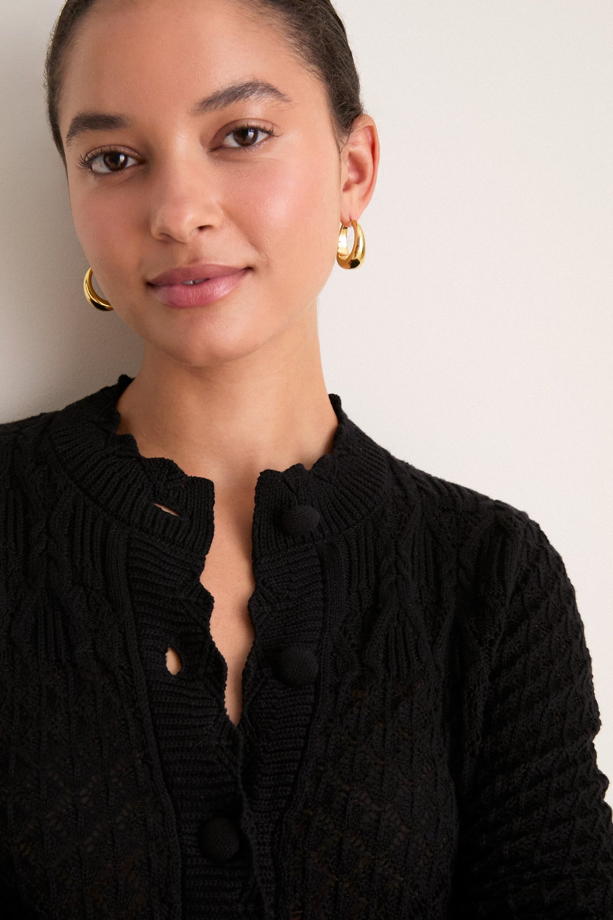 Capucine Black Pointelle Cardigan Black 5