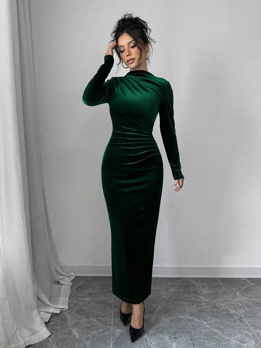 Margot Velvet Maxi Dress Navy Blue 4