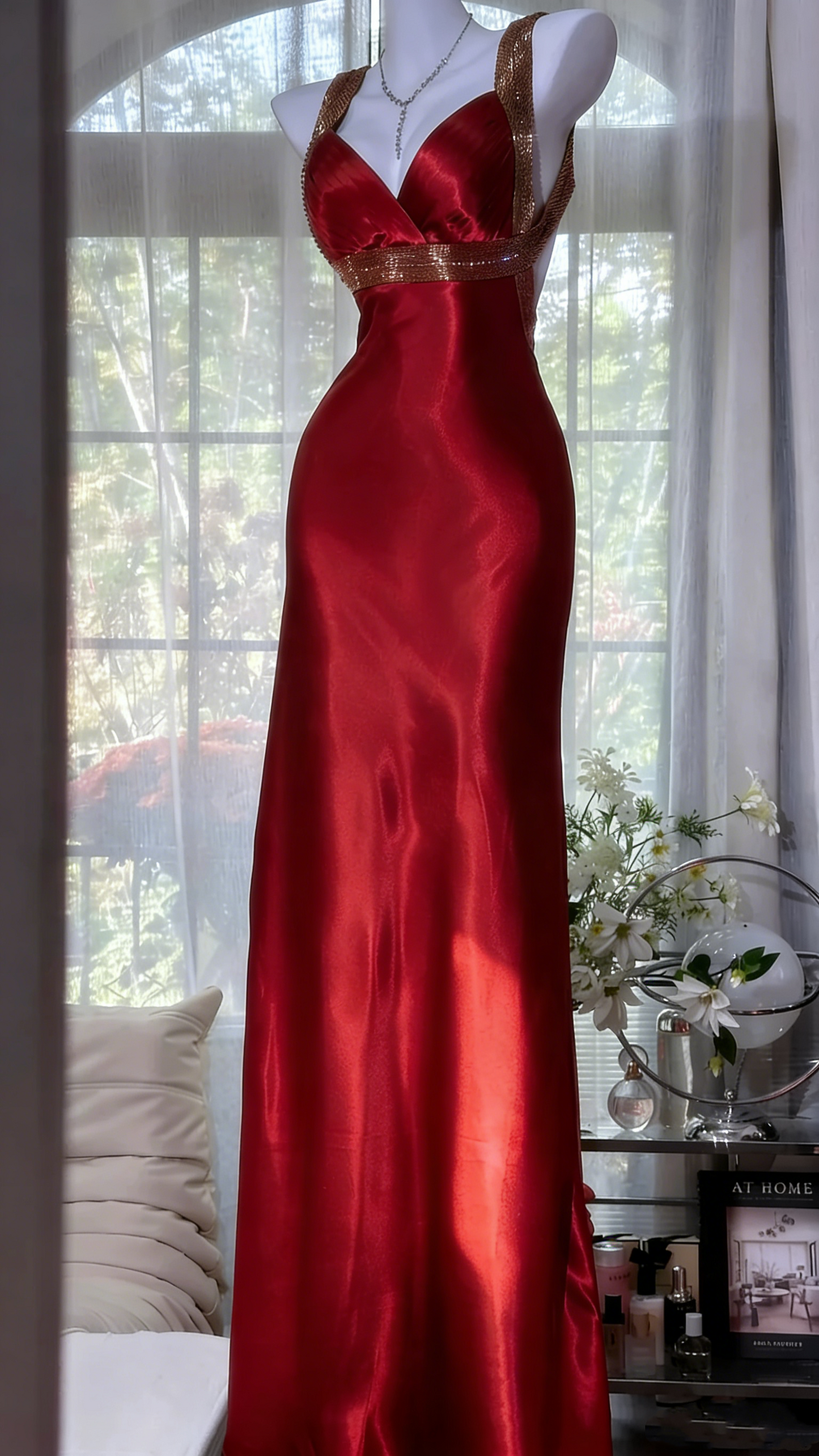 Vivienne Satin Mermaid Dress BURGUNDY 9